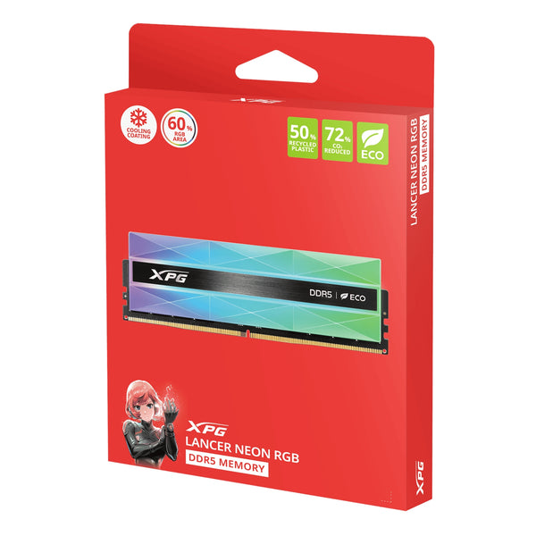ADATA XPG LANCER NEON RGB | DDR5 RAM kit | 32GB 8000MT/s CL38 | Silver Grey