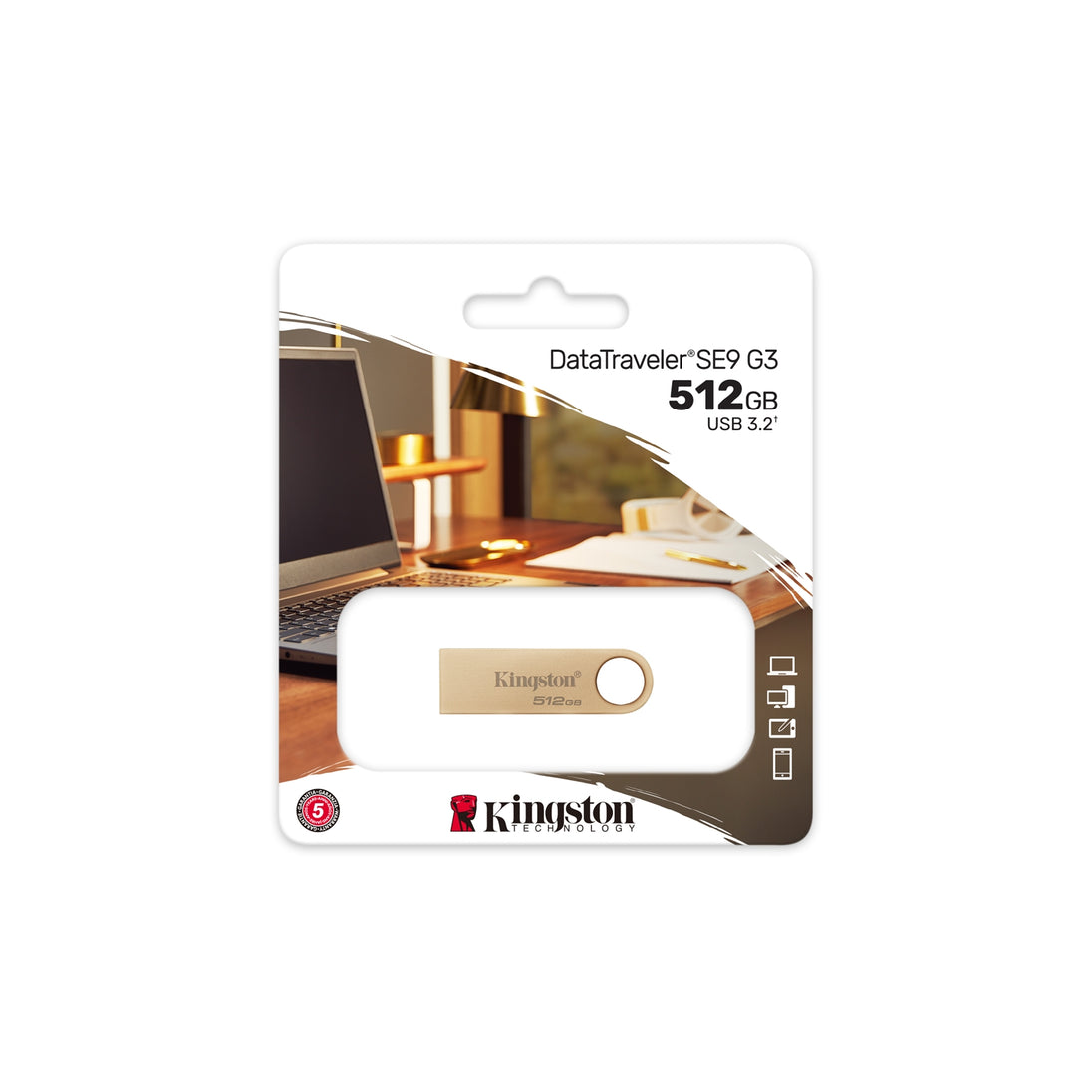 Kingston DataTraveler SE9 G3 | USB flash drive | 512GB USB 3.2 Gen 1 | Gold