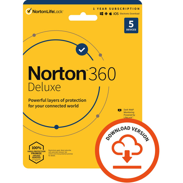 Norton 360 Deluxe | Antivirus software | 5 devices | 1 year