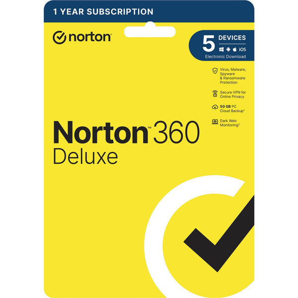 Norton 360 Deluxe | Antivirus | 5 devices, 1 year | Retail box