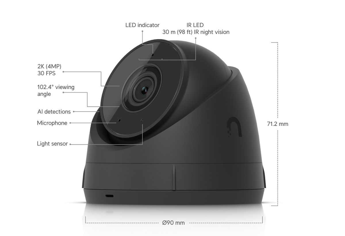 Ubiquiti UniFi G5 Turret Ultra | PoE security camera | 4MP 2K | Black