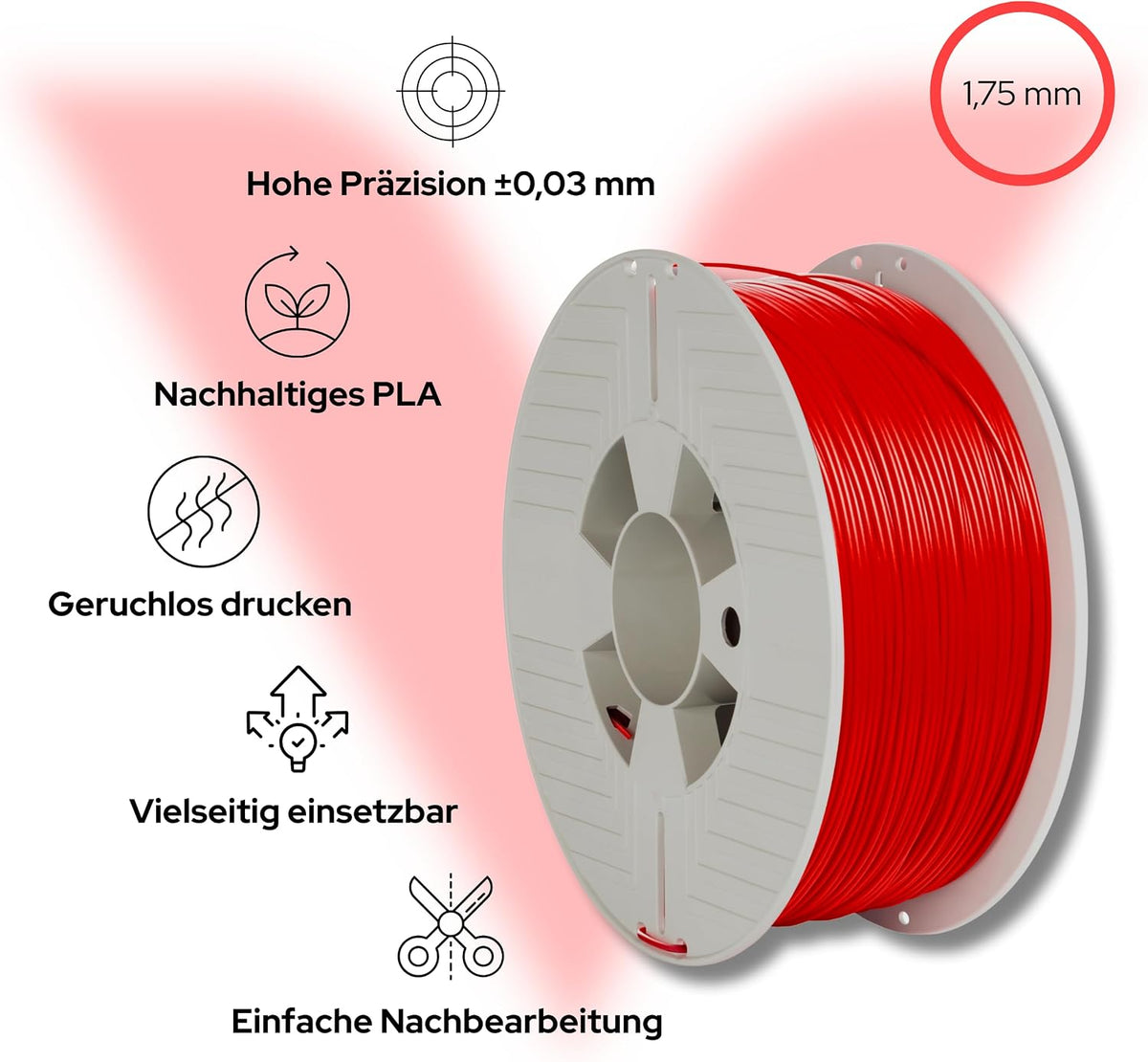 Verbatim PLA 3D Filament | 1.75 mm 1 kg | Red