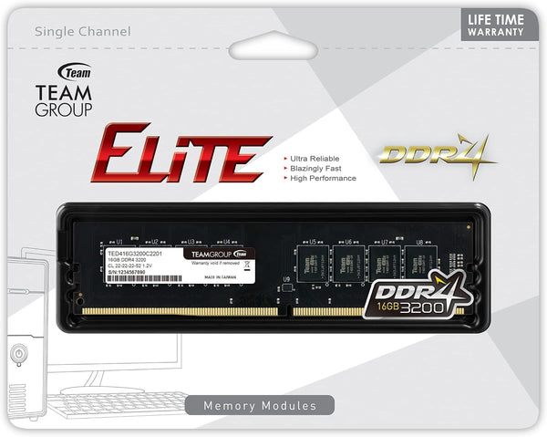 TEAM ELITE | DDR4 desktop RAM | 16GB 3200MHz CL22