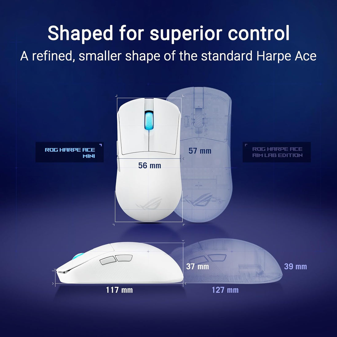ASUS ROG Harpe Ace Mini | Wireless gaming mouse | 42,000 DPI | Moonlight White
