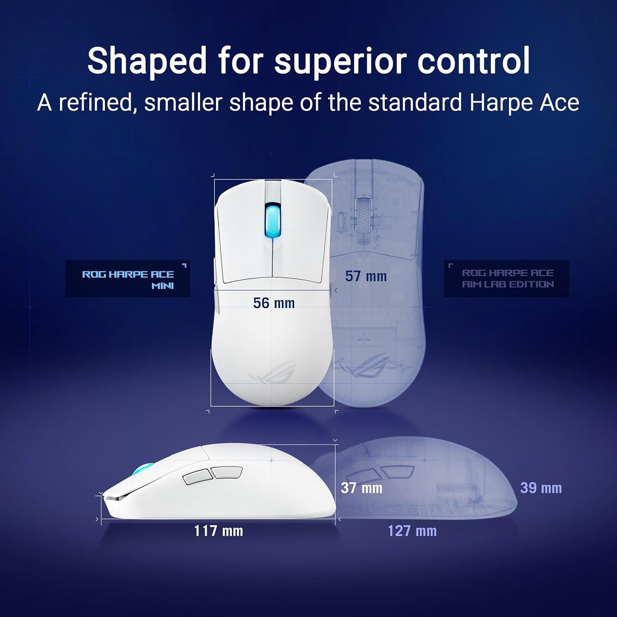 ASUS ROG Harpe Ace Mini | Wireless gaming mouse | 42,000 DPI | Moonlight White