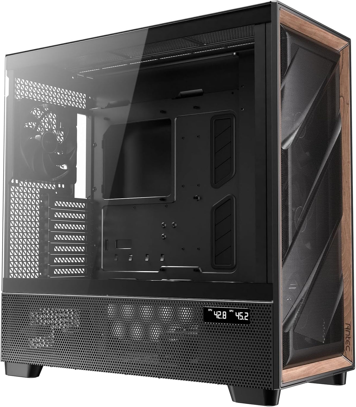 Antec FLUX PRO | Full tower PC case | 6 PWM fans | Black and walnut