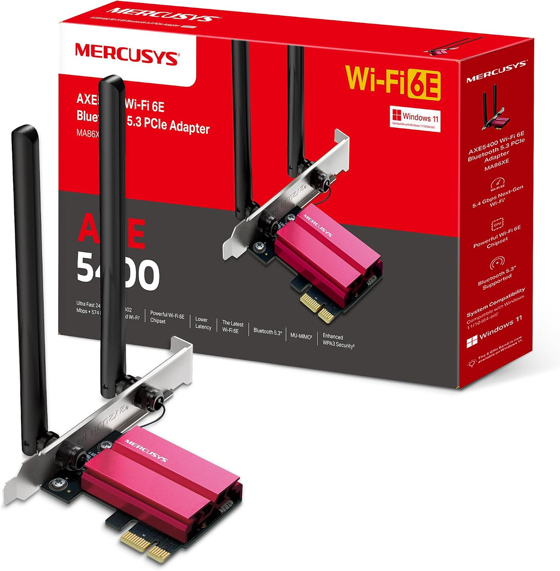 MERCUSYS MA86XE | Wi-Fi 6E PCIe adapter | AXE5400 tri-band | Bluetooth 5.2
