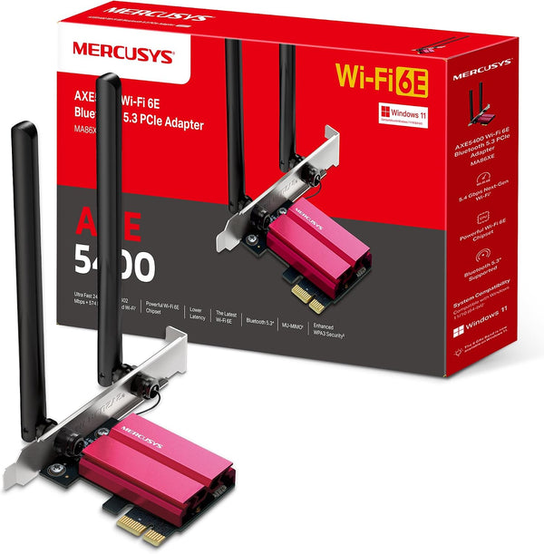 MERCUSYS MA86XE | Wi-Fi 6E PCIe adapter | AXE5400 tri-band | Bluetooth 5.2