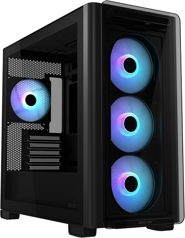 ASUS A23 PLUS | Micro-ATX PC case | 4 pre-installed ARGB fans | Black