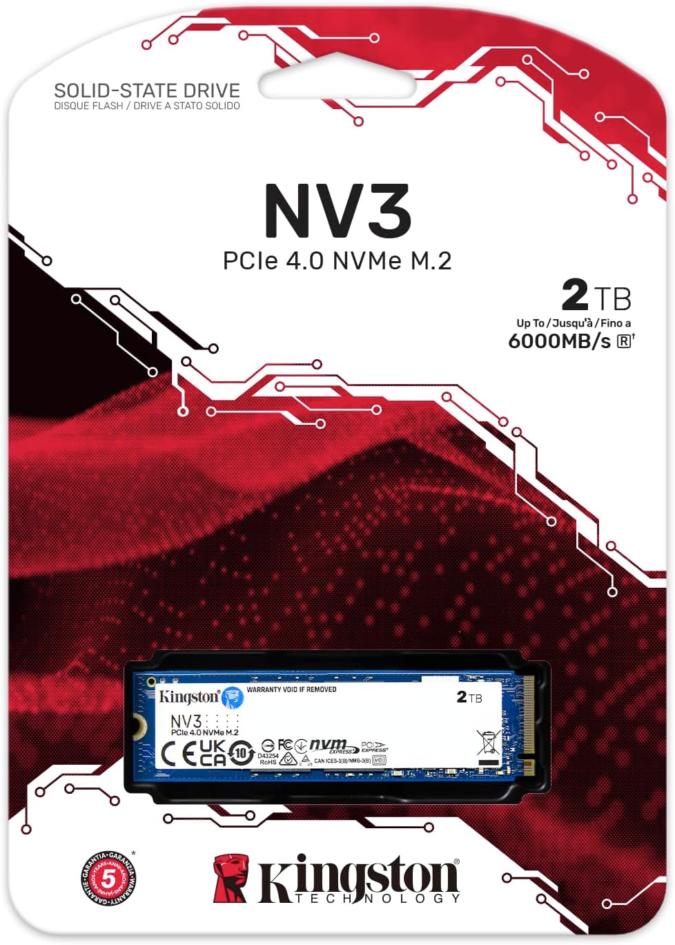 Kingston NV3 | M.2 NVMe SSD | 2TB PCIe 4.0 | Up to 6000MB/s read