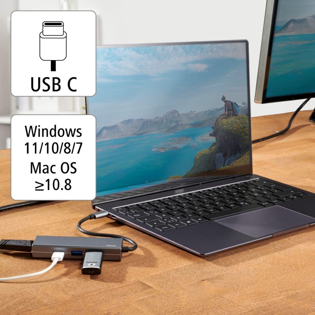 Hama USB-C Multiport | 4 ports with HDMI | Grey