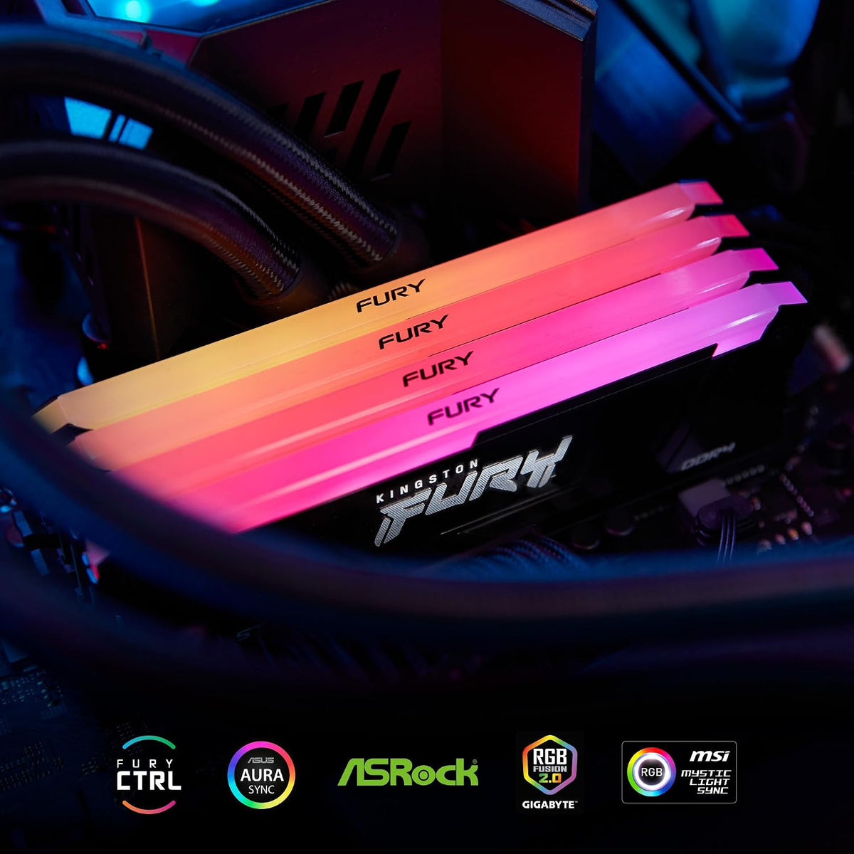 Kingston FURY Beast | DDR4 RGB RAM kit | 32GB 2 x 16GB | 3200MT/s CL16 | Black