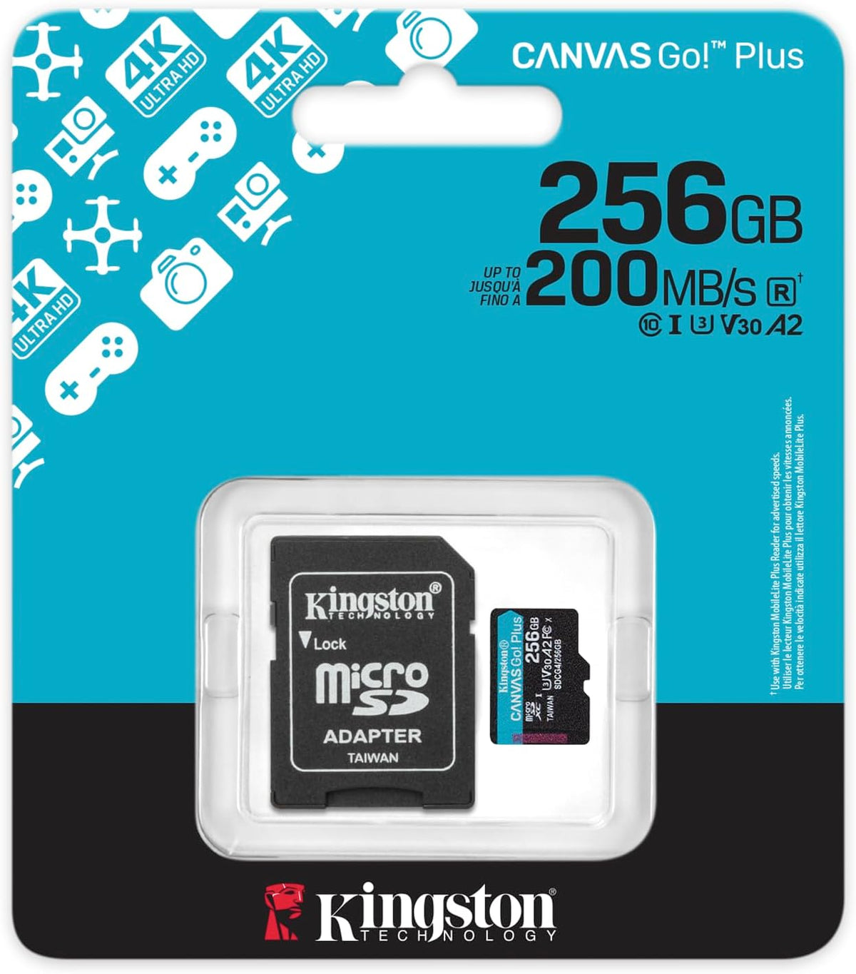 Kingston Canvas Go! Plus | 256GB microSDXC card | UHS-I U3 V30 A2
