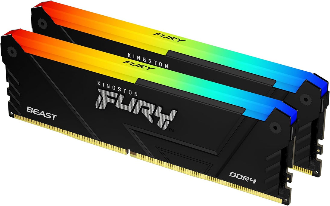 Kingston FURY Beast RGB | DDR4 RAM kit | 16GB 3200MT/s CL16 | 2 x 8GB Black