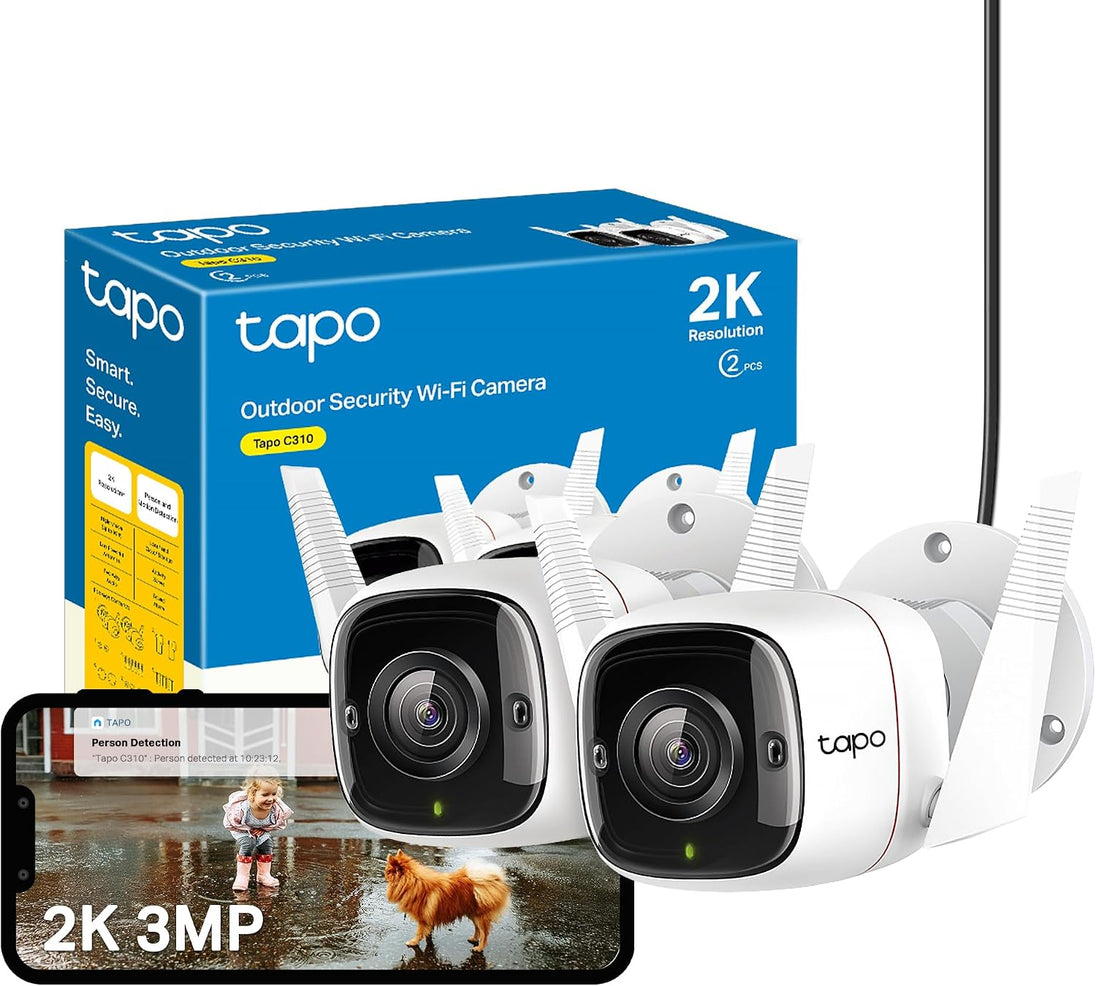 TP-Link Tapo C310P2 | Outdoor security camera | 2K Wi-Fi and Ethernet | 2-pack