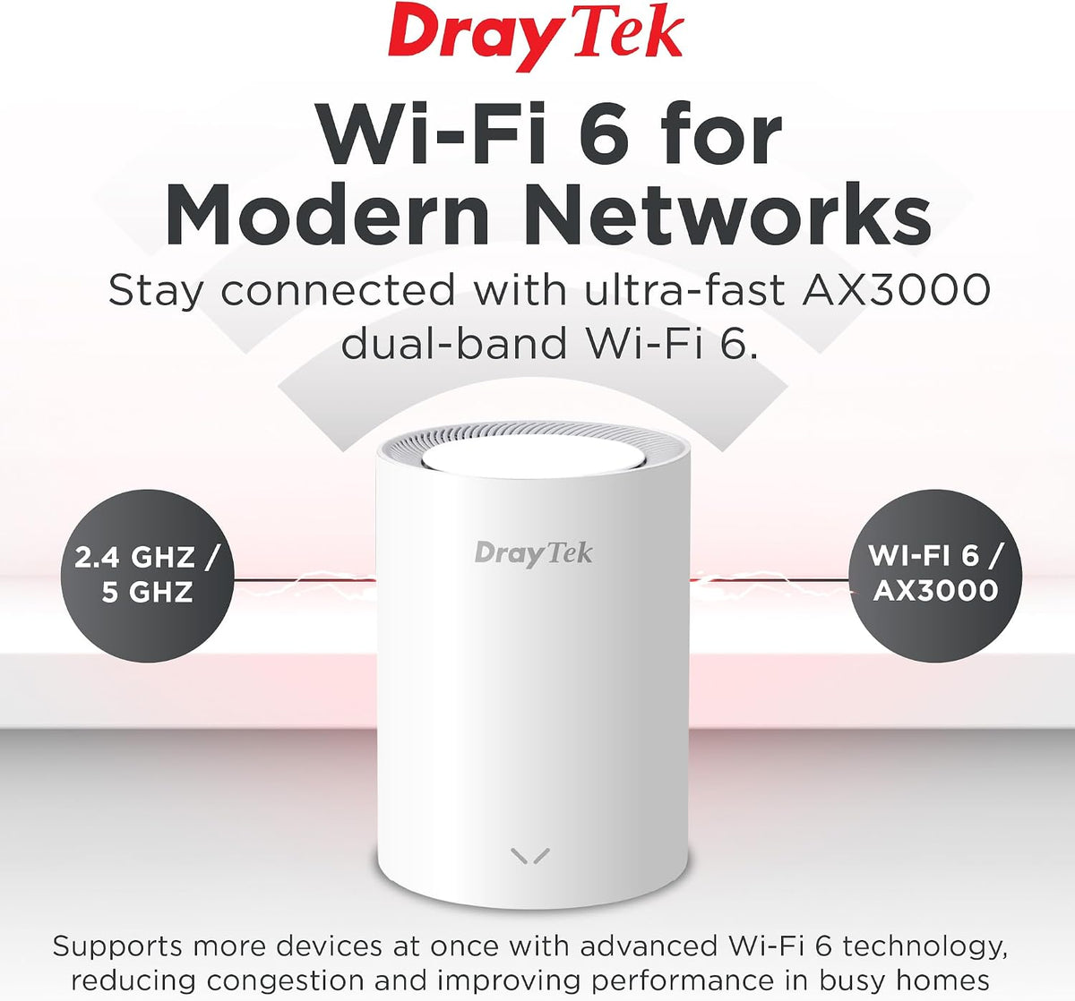 DrayTek VigorAP 805 | Mesh wireless access point | Wi-Fi 6 AX3000 | 2.5GbE