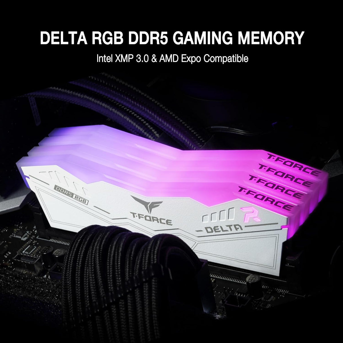 TEAM T-FORCE DELTA RGB | DDR5 RAM kit | 32GB 6400MHz CL32 | White