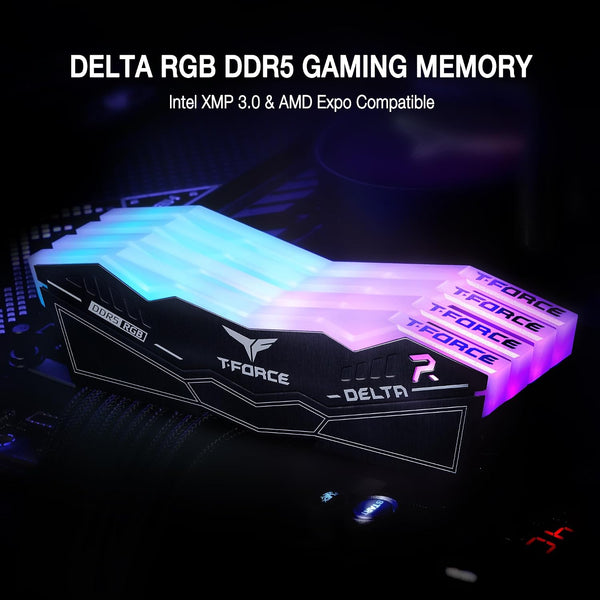 TEAM T-FORCE DELTA RGB | DDR5 RAM kit | 32GB 6400MHz CL32 | Black