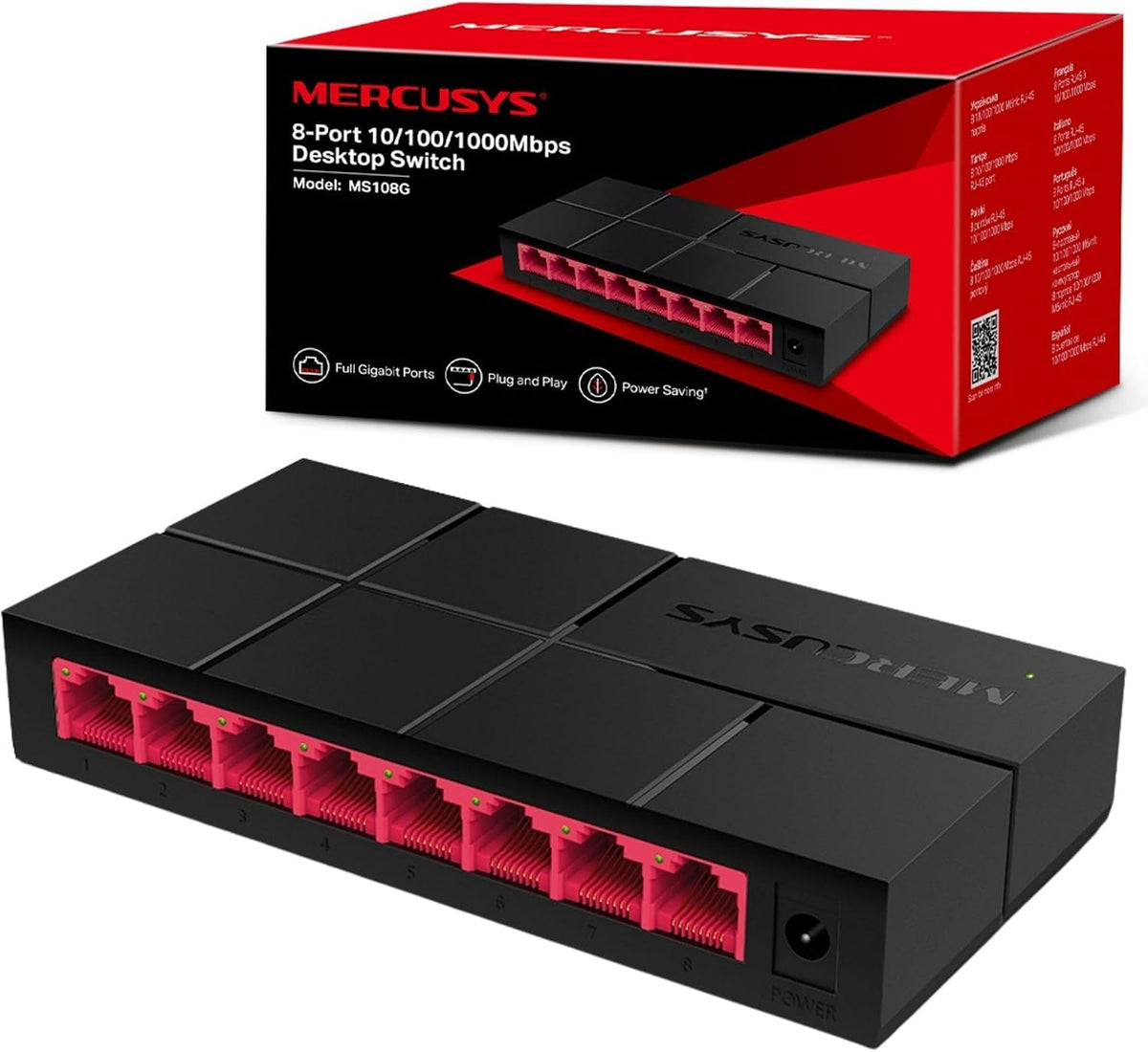 MERCUSYS MS108G | Gigabit Ethernet switch | 8 ports | Desktop