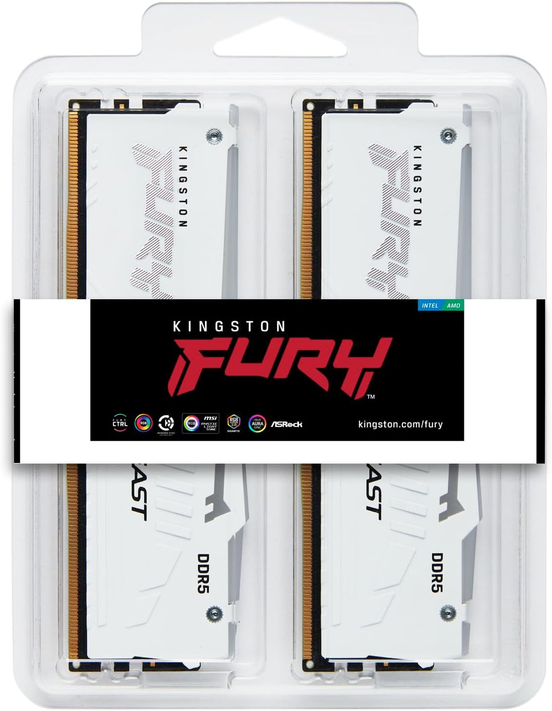 Kingston FURY Beast | DDR5 RAM kit | 32GB 5600MT/s CL36 | White RGB