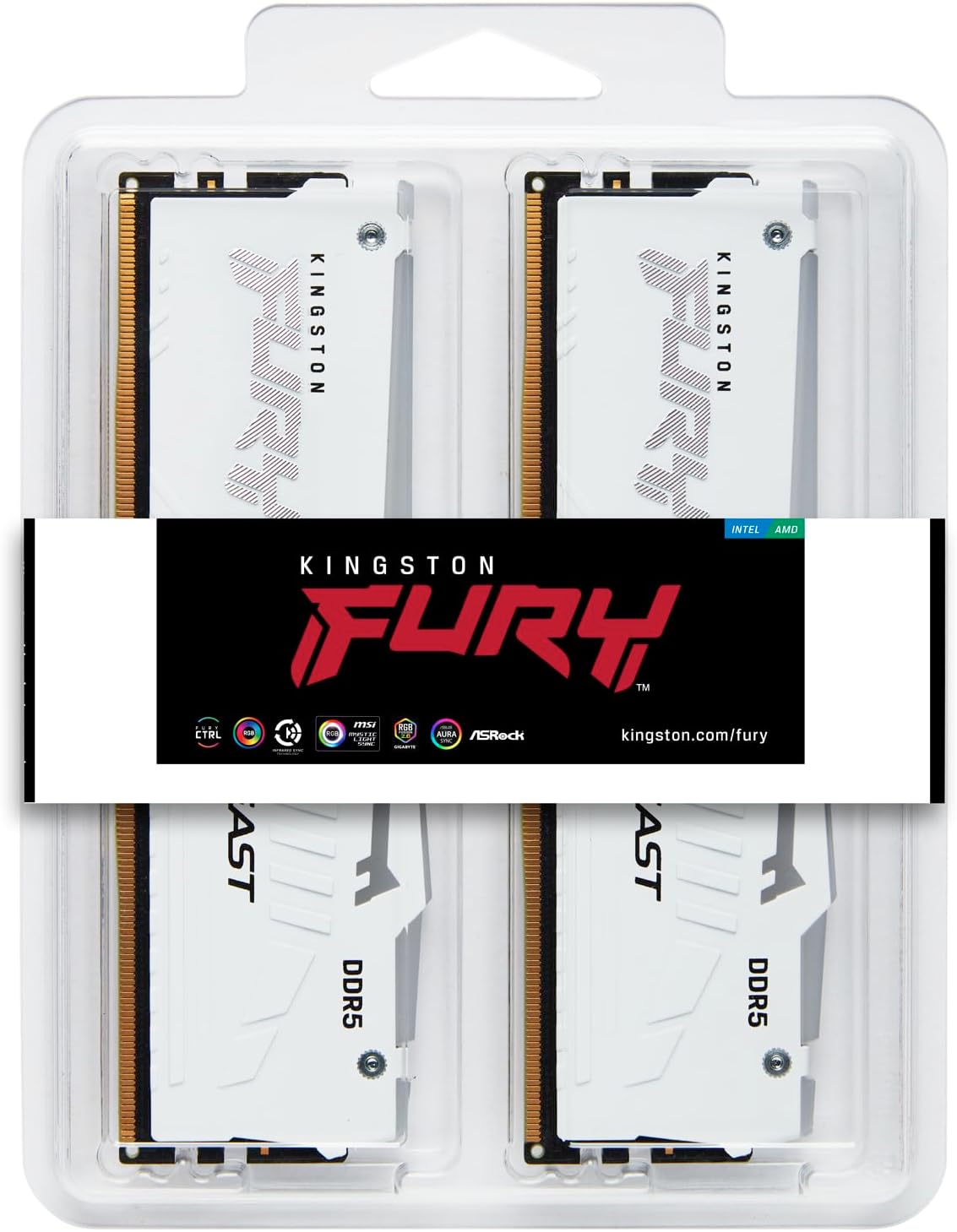 Kingston FURY Beast | DDR5 RAM kit | 32GB 5600MT/s CL36 | White RGB