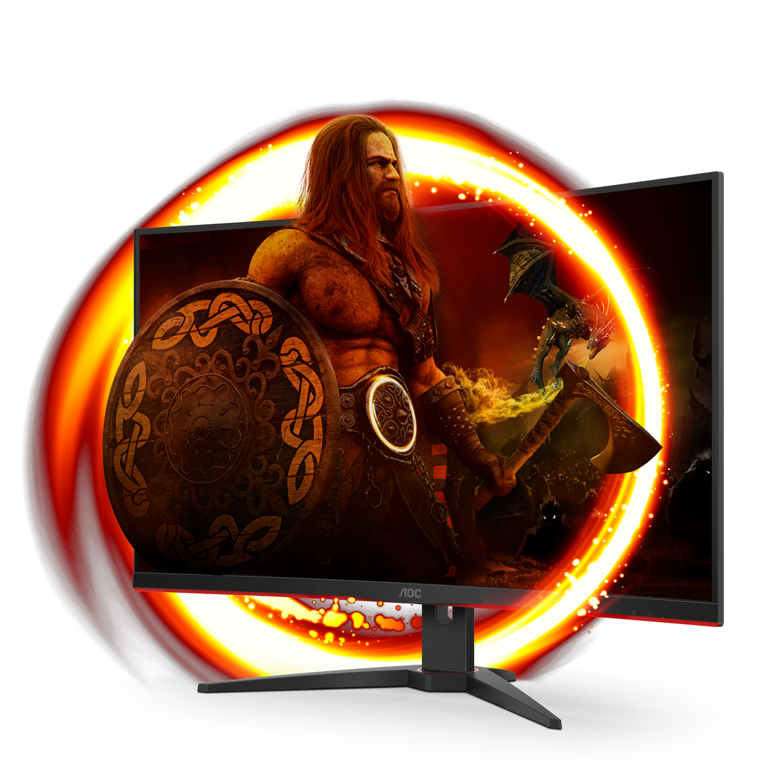 AOC C32G2ZE/BK | Curved gaming monitor | 31.5 inch Full HD 240Hz | Black and red