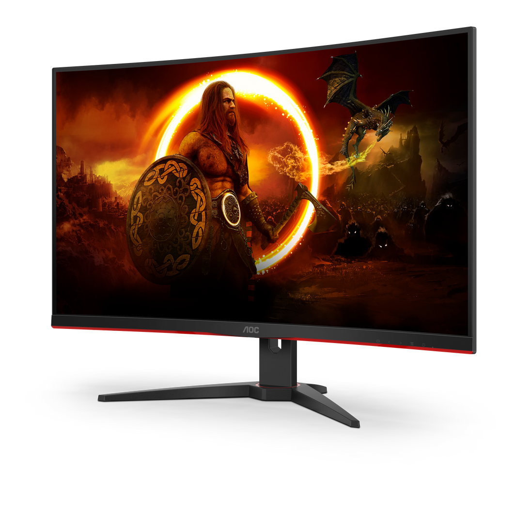 AOC C32G2ZE/BK | Curved gaming monitor | 31.5 inch Full HD 240Hz | Black and red
