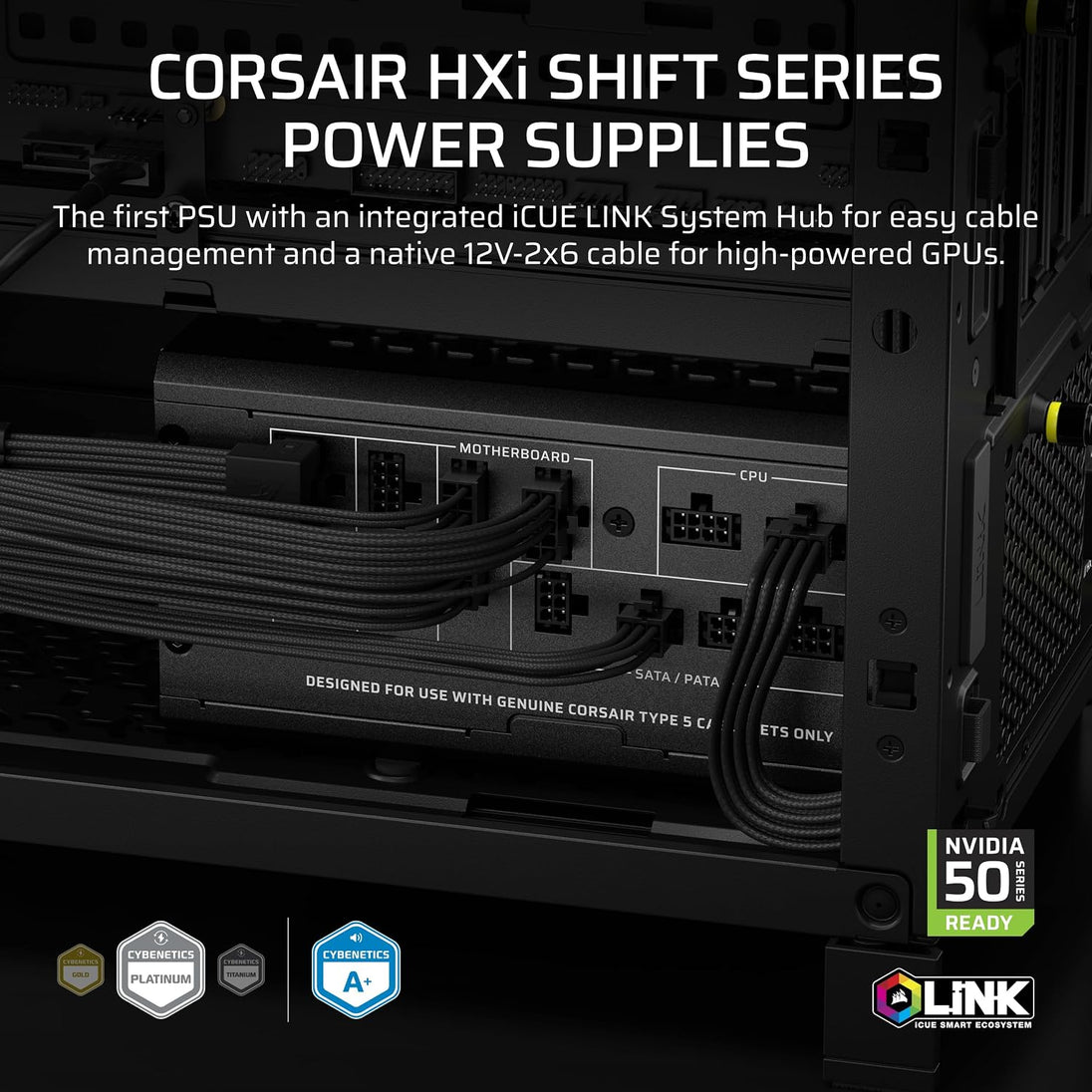 CORSAIR HX1000i SHIFT | 1000W PC power supply | ATX 3.1 Platinum | UK
