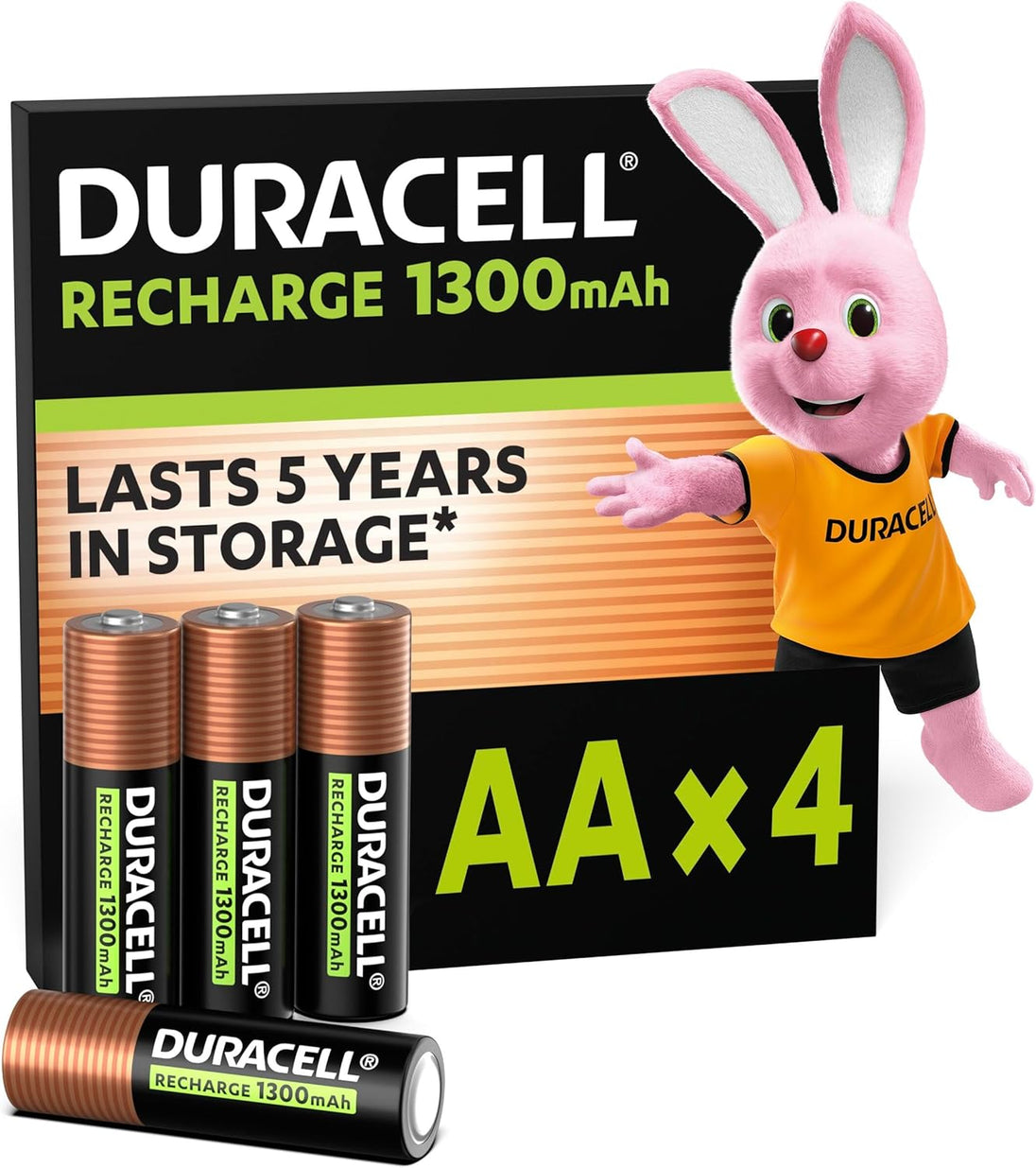 Duracell Recharge Plus | Rechargeable AA batteries | 1300mAh | Pack of 4