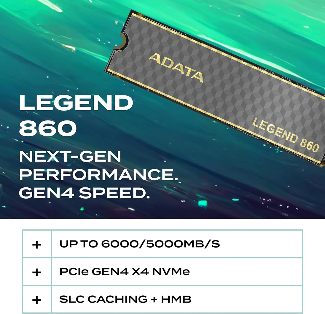 ADATA LEGEND 860 | 1TB M.2 NVMe SSD | PCIe Gen4 x4 | Up to 6000MB/s read