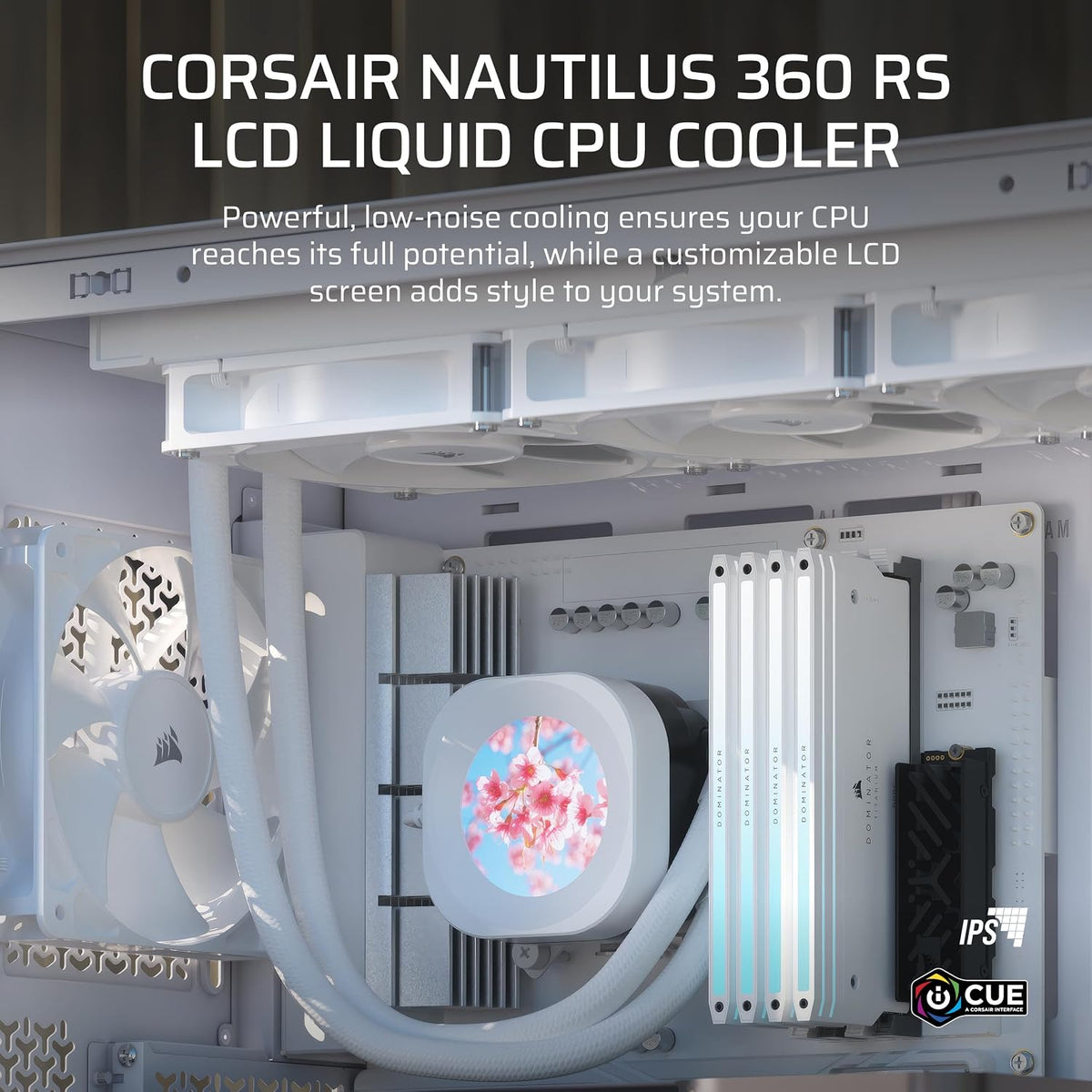 CORSAIR NAUTILUS 360 RS LCD | Liquid CPU cooler | 360 mm AIO | White