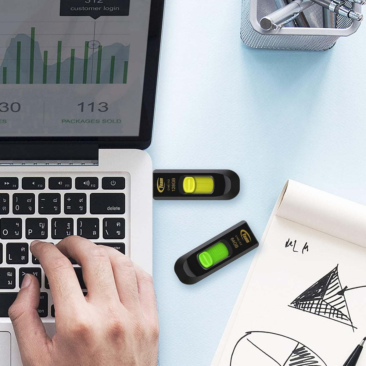 TEAM C145 | USB flash drive | USB 3.2 Gen 1 | 64GB | Green