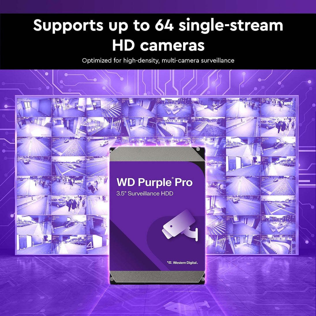 WD Purple Pro | Internal surveillance hard drive | 8TB SATA 7200RPM | 3.5-inch