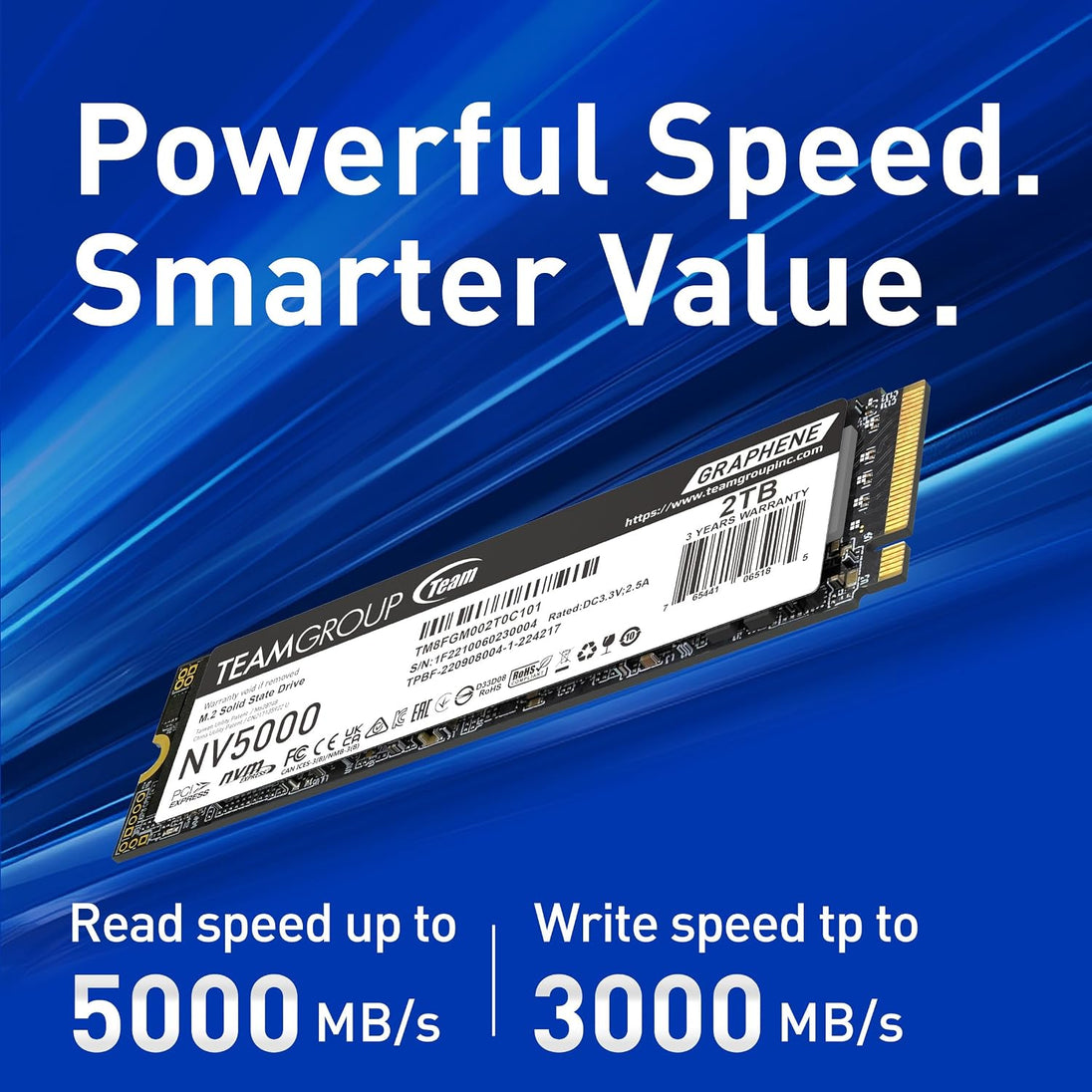 TEAM NV5000 | 2TB M.2 SSD | PCIe 4.0 x4 NVMe | M.2 2280