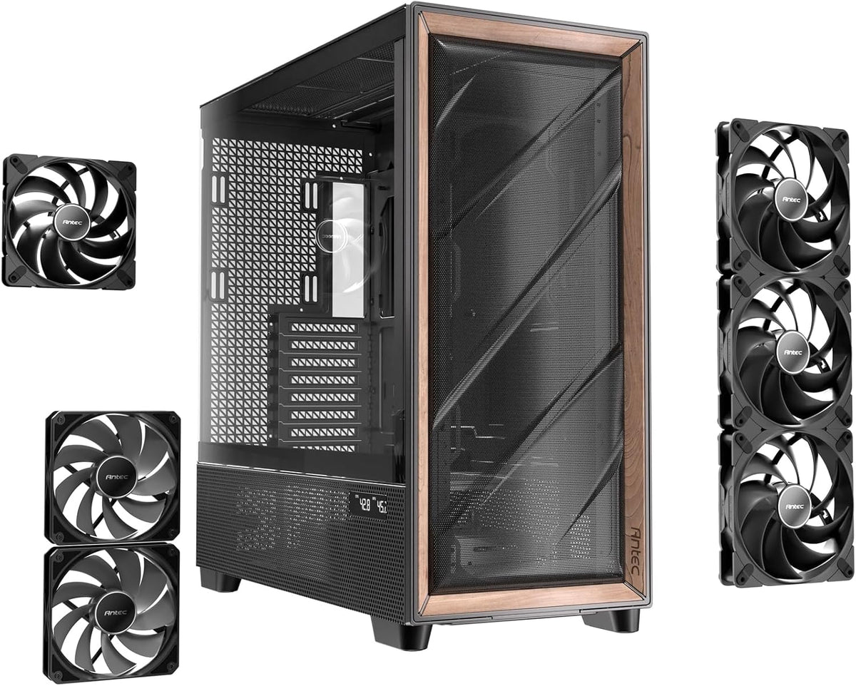 Antec FLUX PRO | Full tower PC case | 6 PWM fans | Black and walnut