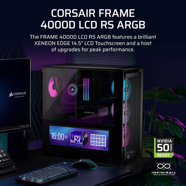CORSAIR FRAME 4000D LCD RS ARGB | PC case | 14.5-inch touchscreen | Black