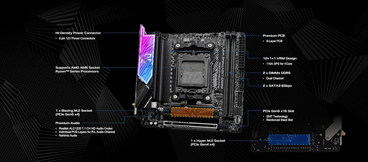ASRock B850I Lightning WiFi | Mini-ITX motherboard | AM5 and B850 | DDR5