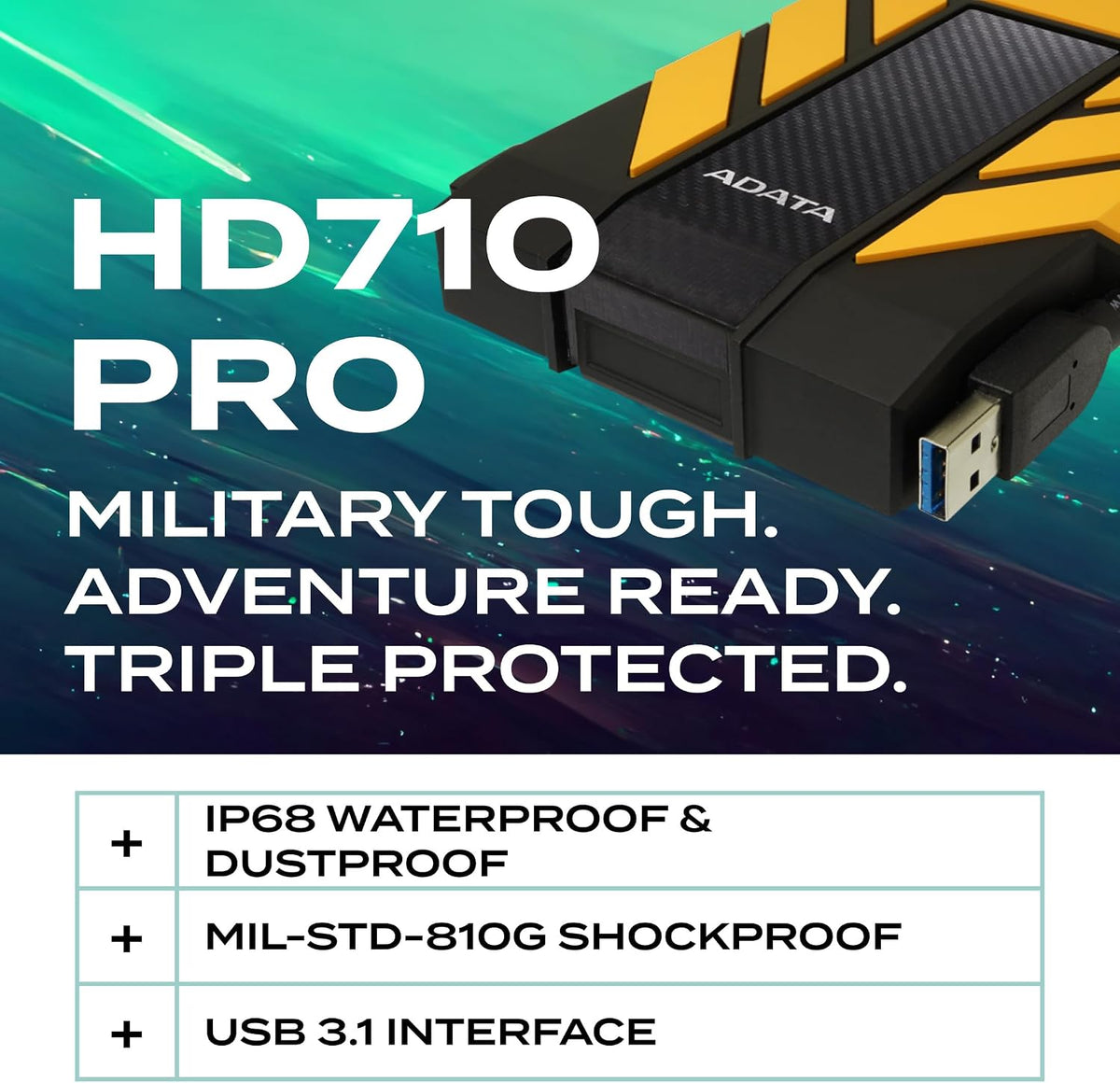 ADATA HD710 Pro | Portable external hard drive | 1TB USB 3.2 Gen 1 | Yellow
