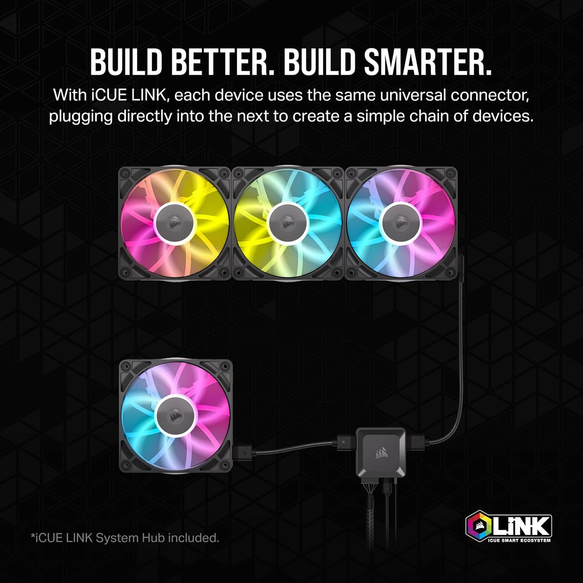 CORSAIR iCUE LINK RX120 RGB | 120mm PWM fans | Triple starter kit | Black