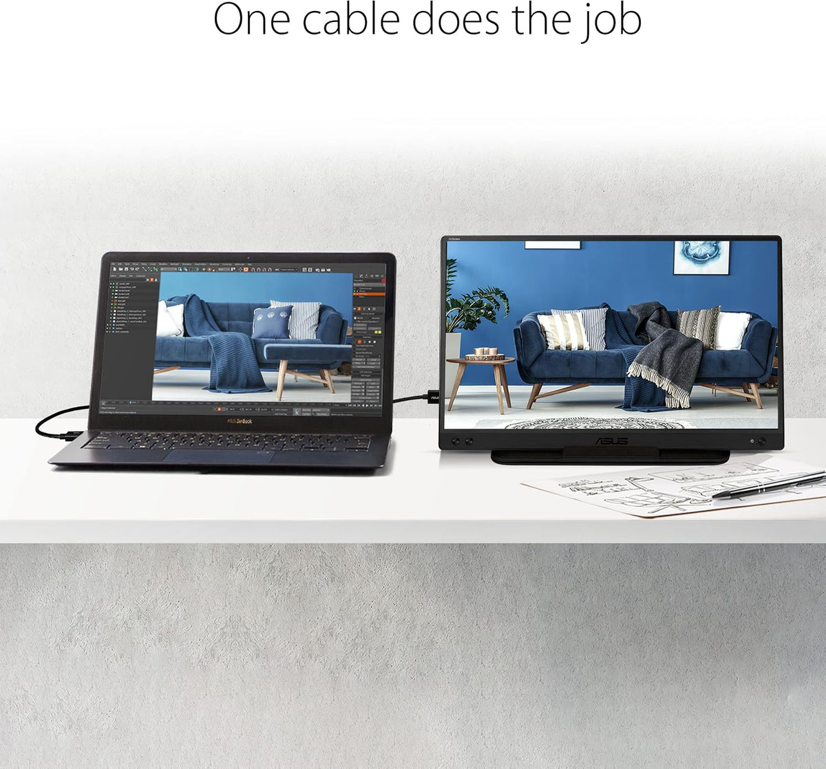 ASUS ZenScreen MB166C | Portable monitor | 15.6 inch Full HD IPS | USB-C