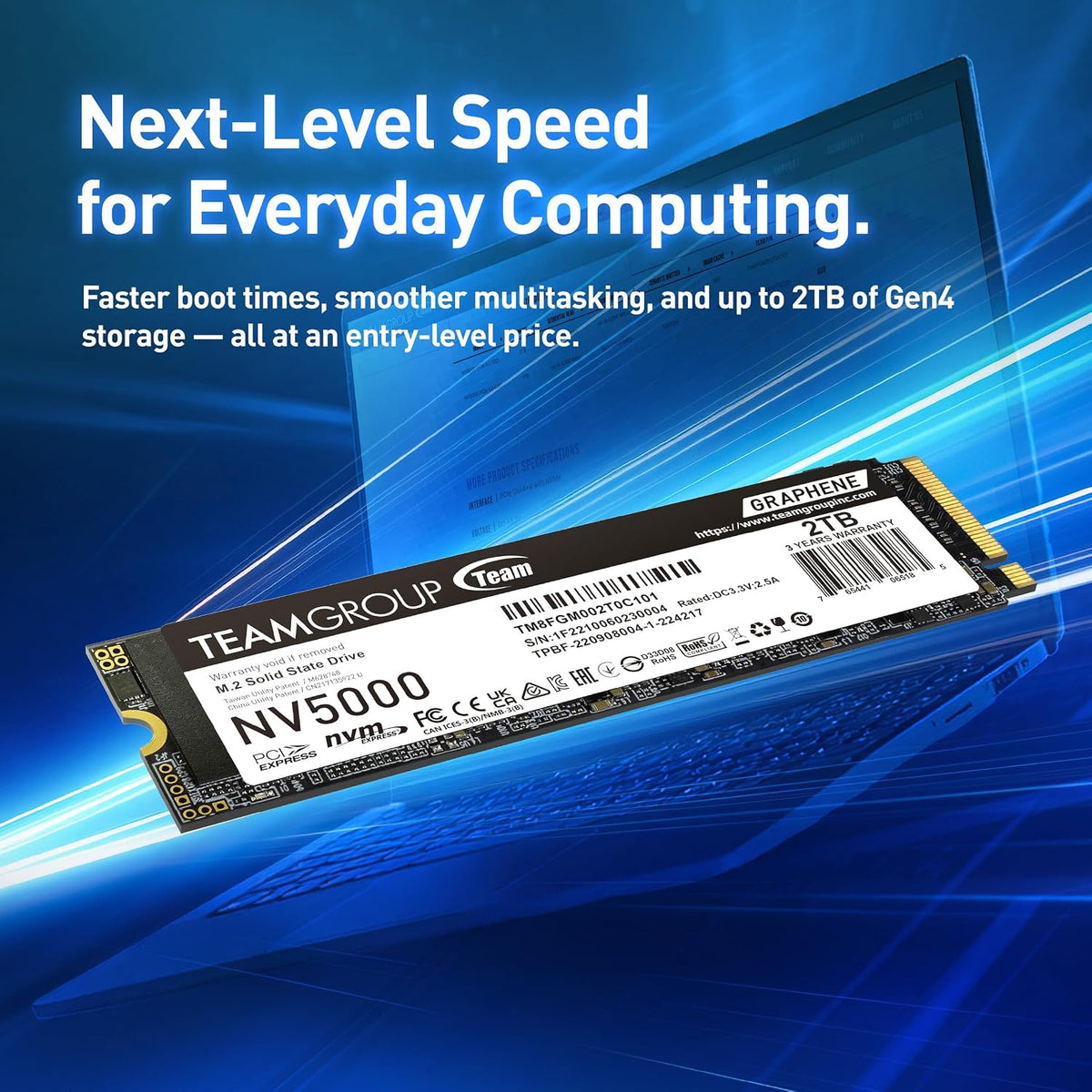 TEAM NV5000 | 2TB M.2 SSD | PCIe 4.0 x4 NVMe | M.2 2280