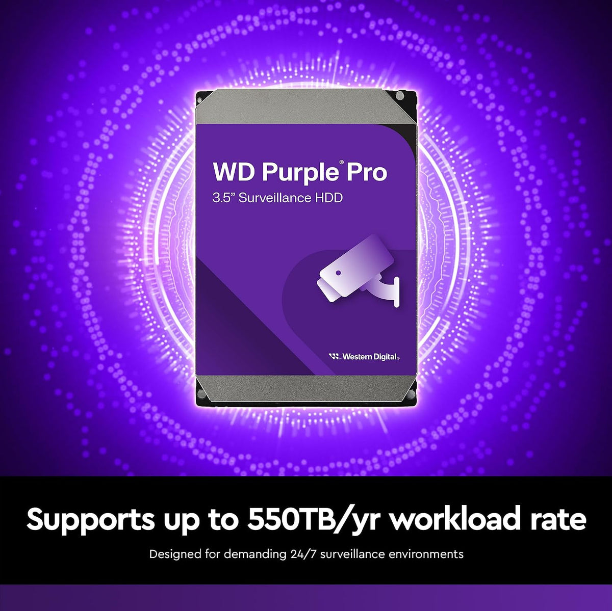 WD Purple Pro | Internal surveillance hard drive | 8TB SATA 7200RPM | 3.5-inch