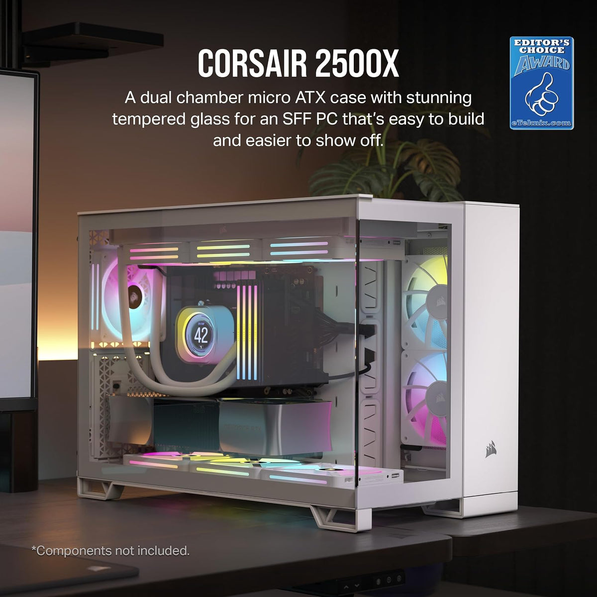 CORSAIR 2500X | Mid-tower PC case | Dual chamber | White
