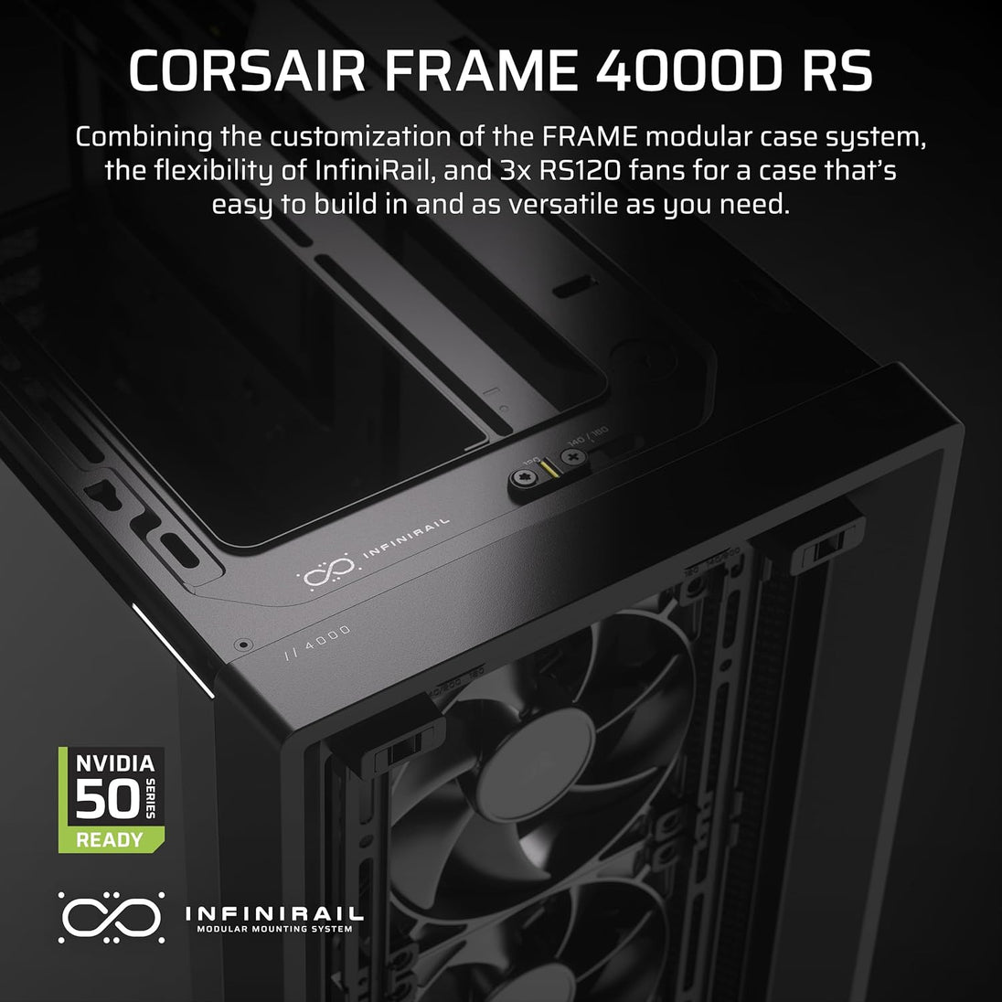 CORSAIR FRAME 4000D RS | Mid-tower PC case | 3 RS120 fans | Black