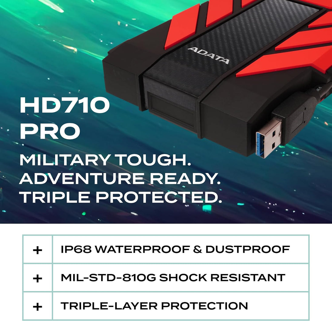 ADATA HD710 Pro | Portable hard drive | 2TB USB 3.2 Gen 1 | Red