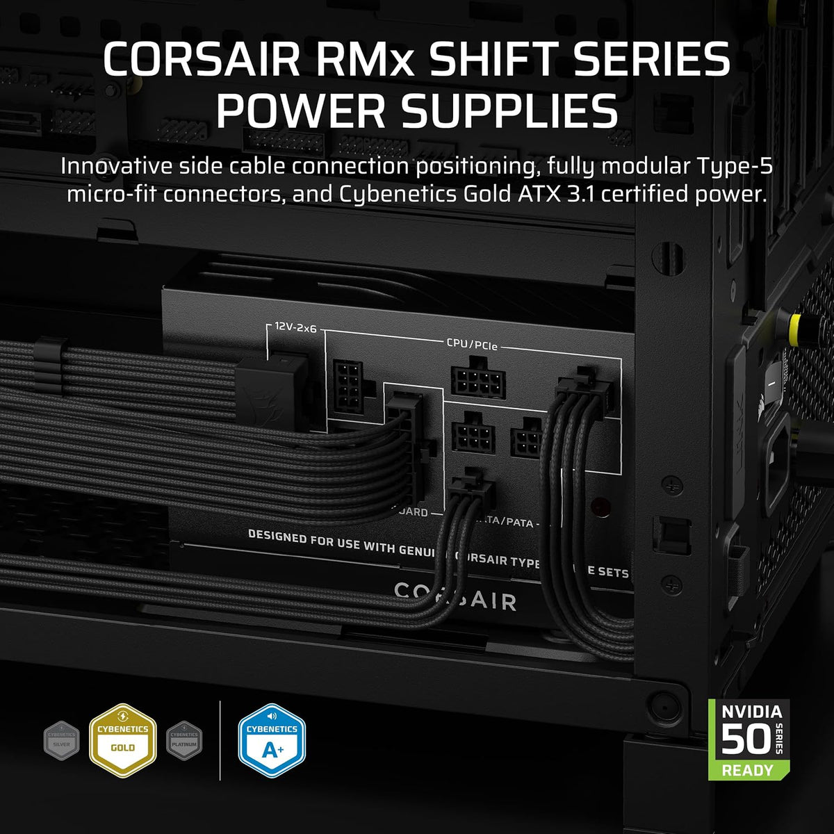 CORSAIR RM750x SHIFT | Fully modular ATX PSU | 750W 80 PLUS Gold | Black