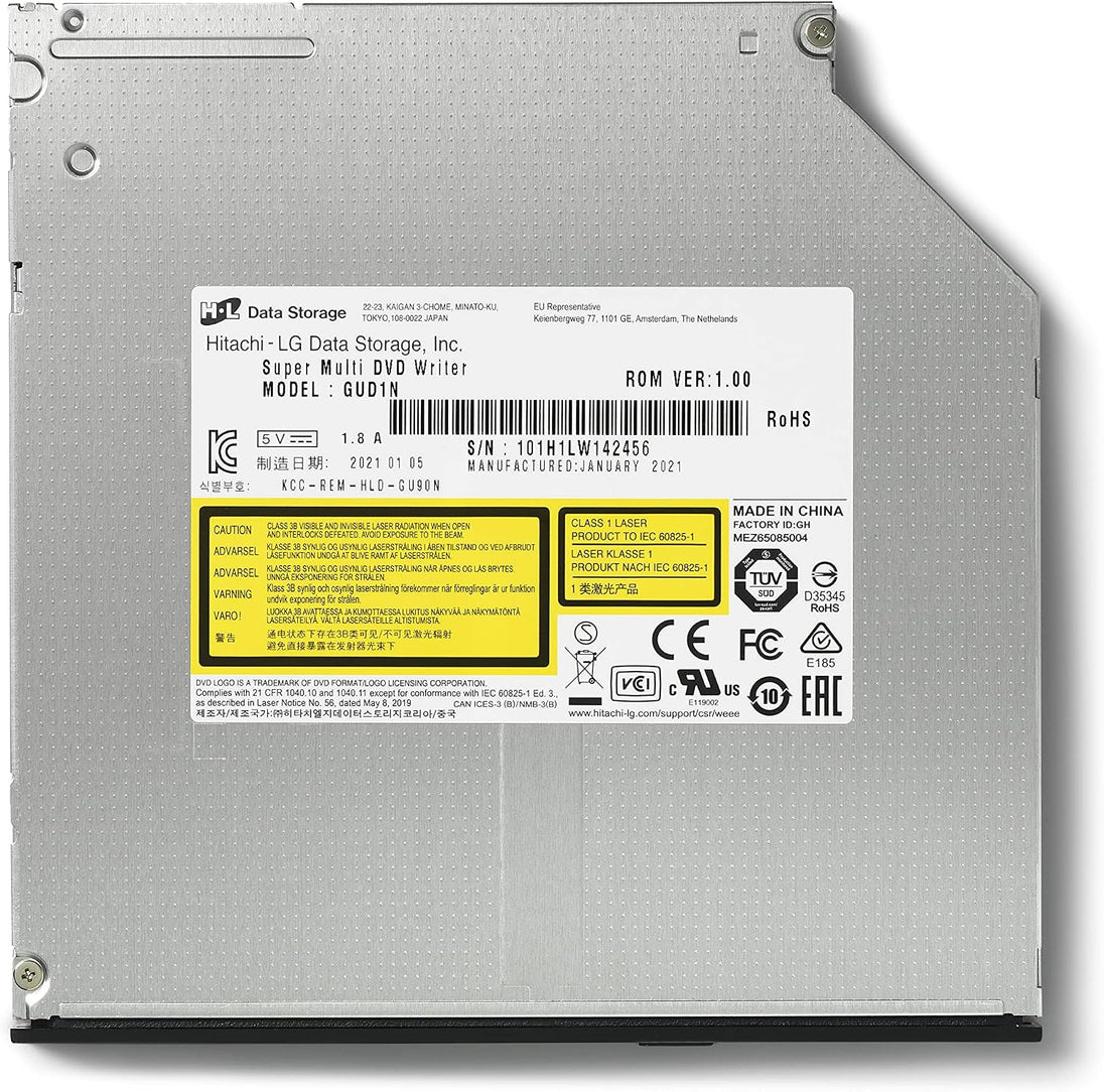 LG GUD1N | Internal slim DVD rewriter | SATA 9.5 mm | Black