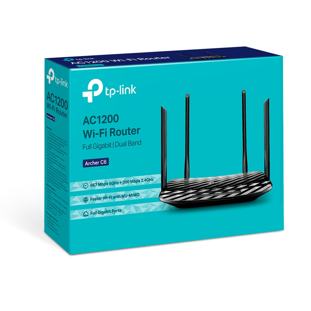TP-Link Archer C6 | Dual-band Wi-Fi router | AC1200 Gigabit | Black