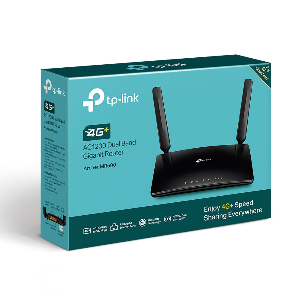 TP-Link Archer MR600 V2 | 4G+ Wi-Fi router | Cat6 AC1200 | Black