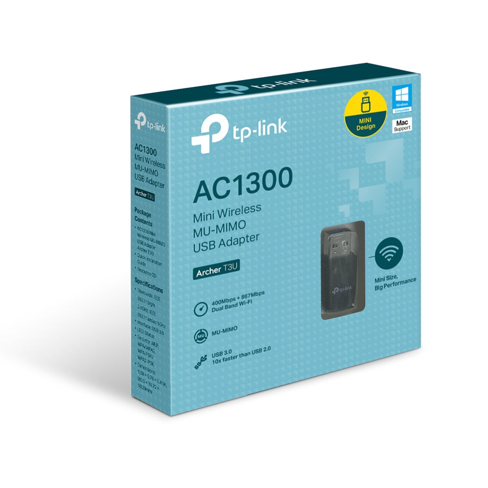 TP-Link Archer T3U | USB Wi-Fi adapter | AC1300 dual band | Mini black